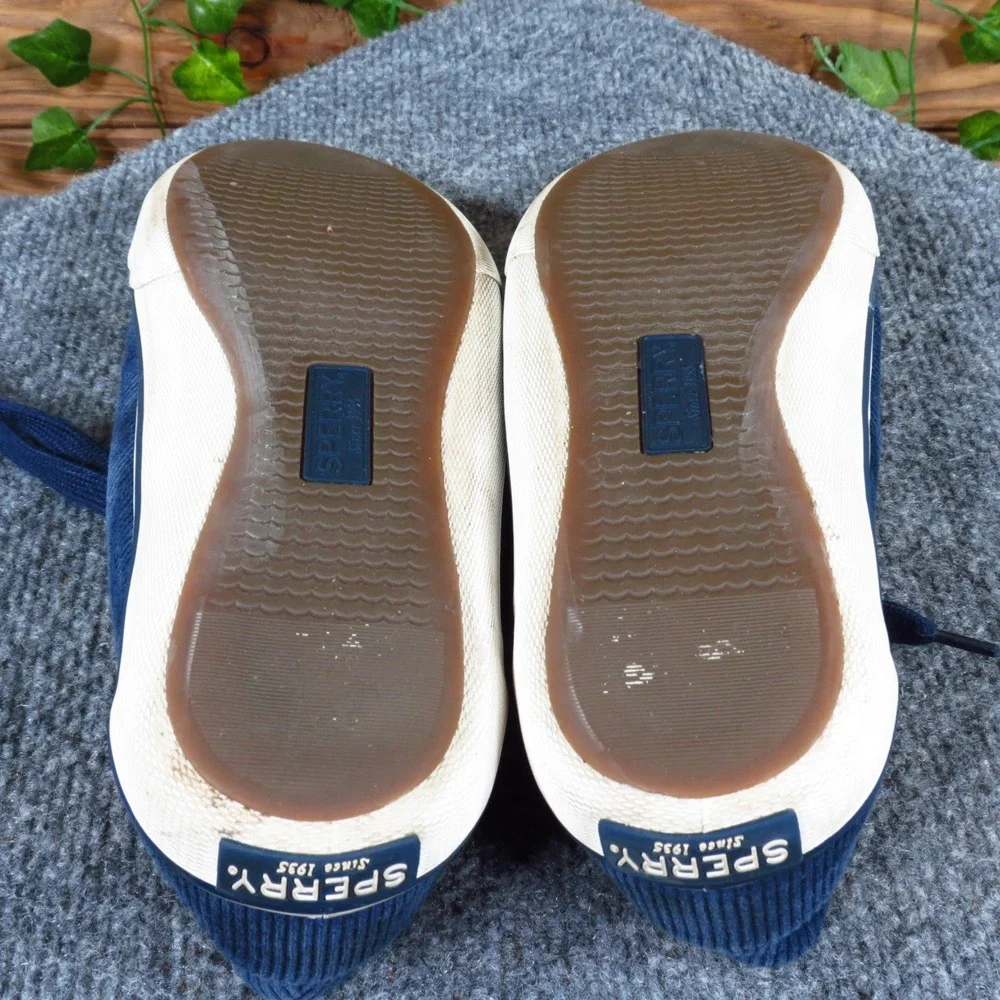 Sperry Women's Navy Corduroy Lace-Up Sneaker‎ Casual Comfort Size 9 Rubber Sole